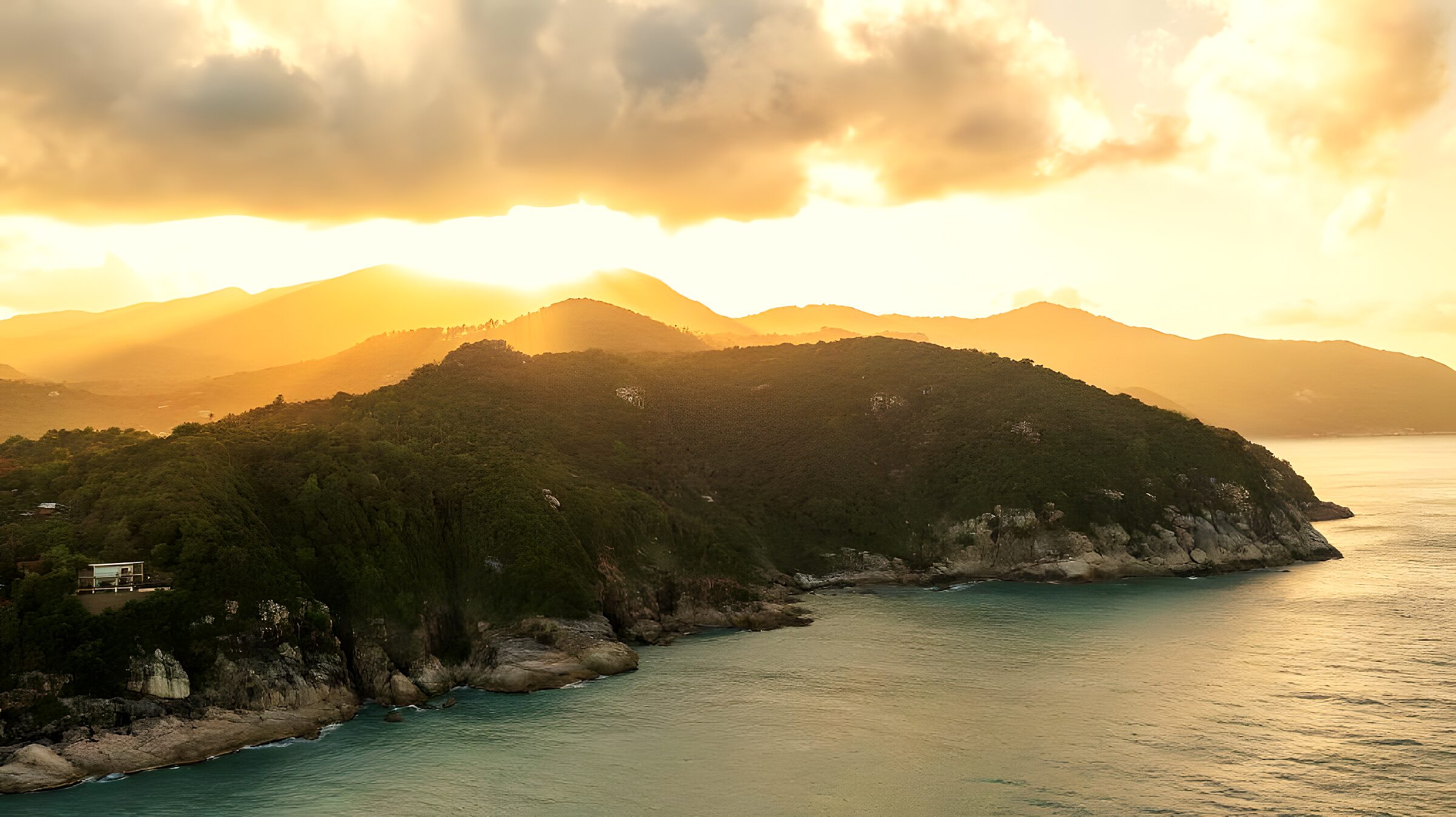Golden sunset over the Gulf of Thailand from The Hideaway